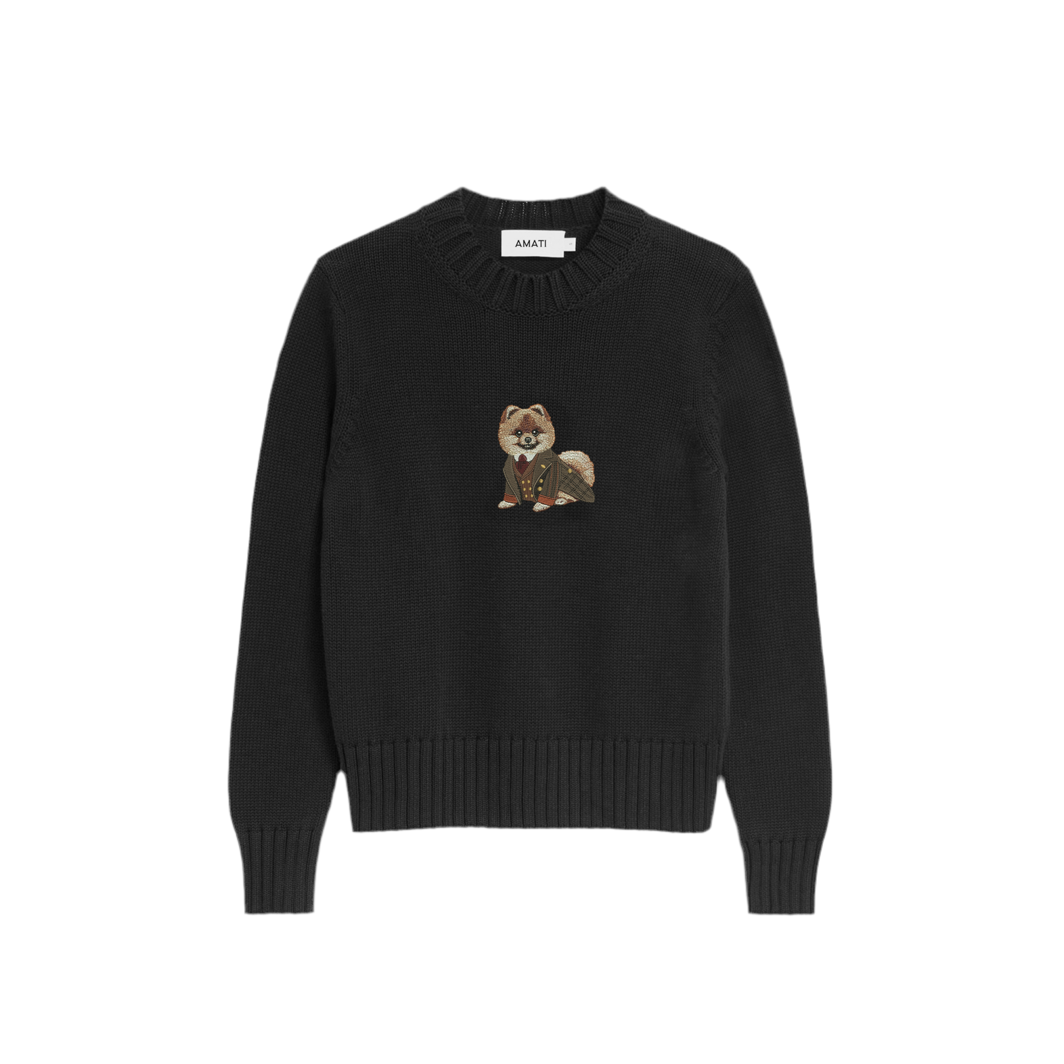 Sweater Pomeranian Embroidery - Black