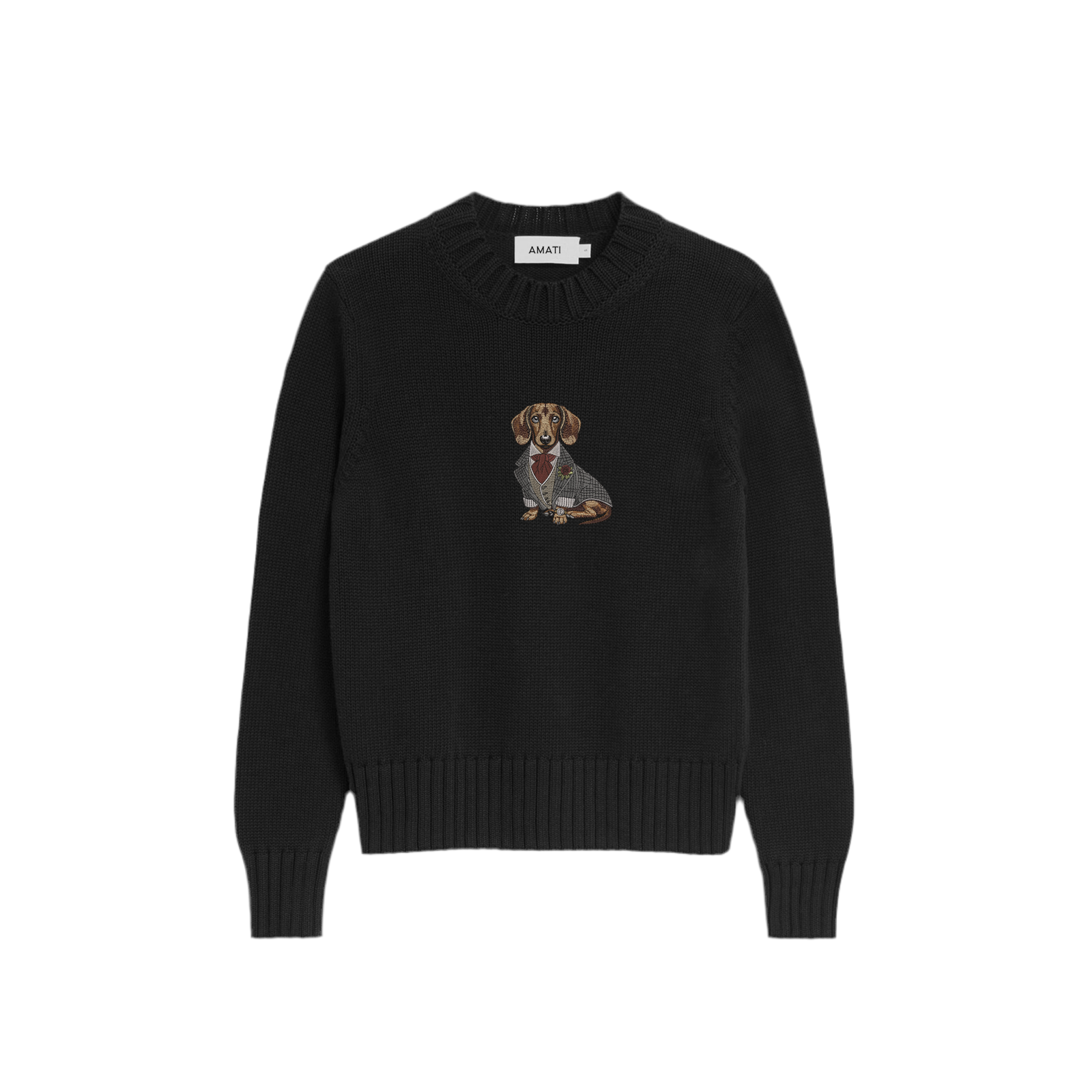 Sweater Dachshund Embroidery - Black