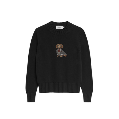 Sweater Dachshund Embroidery - Black