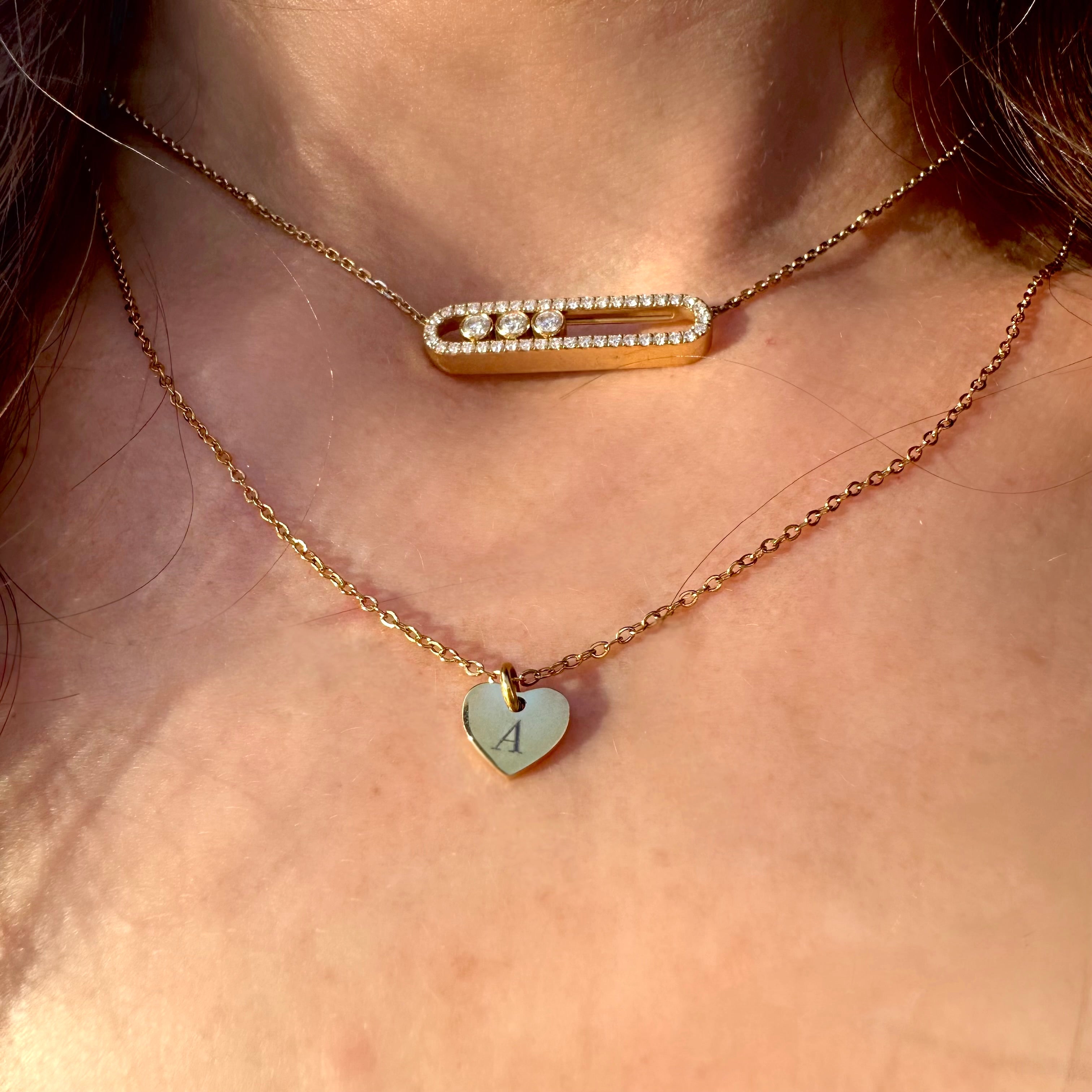 Personalised Matching Heart Necklace - Gold