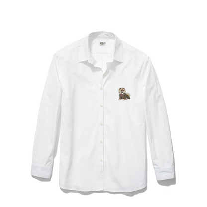 Pomeranian Embroidered Button Down Shirt