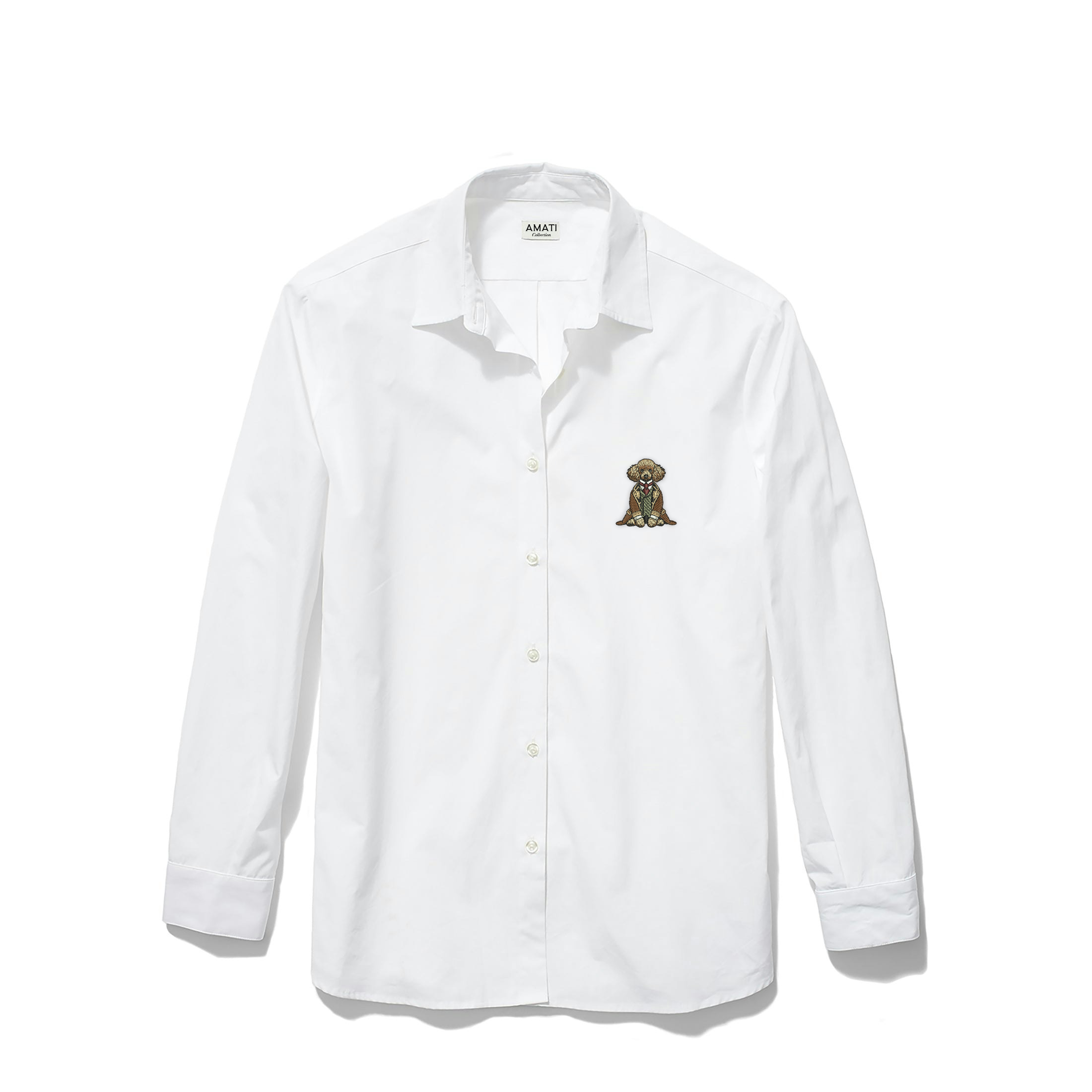 Poodle Embroidered Button Down Shirt